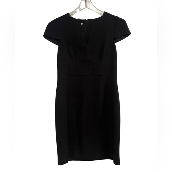 Anthropologie 4C Collective Dress Womens 8 Black Fit Elegant Cap Sleeve Dress - Picture 1 of 13